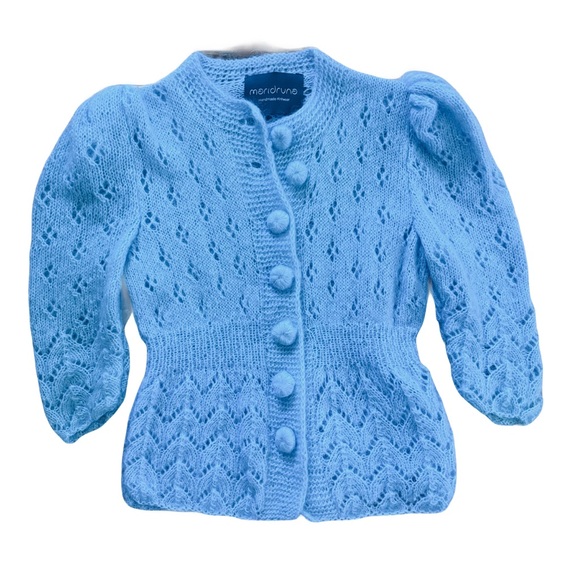 maridruna Sweaters - MARIDRUNA Fiona Mohair, Hand-Knit Cardigan. Baby Blue, Size Small